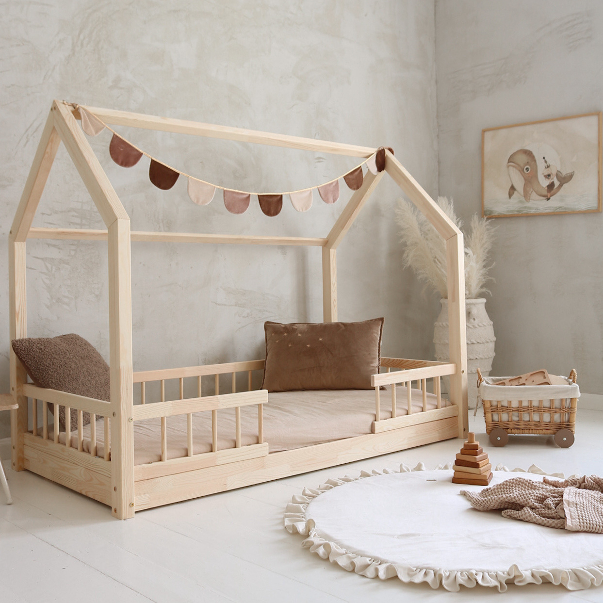 eng_pl_Bello-Duo-663_3 Bello Duo Μontessori παιδικό κρεβάτι μασίφ με αφαιρούμενα κάγκελα - Image 1