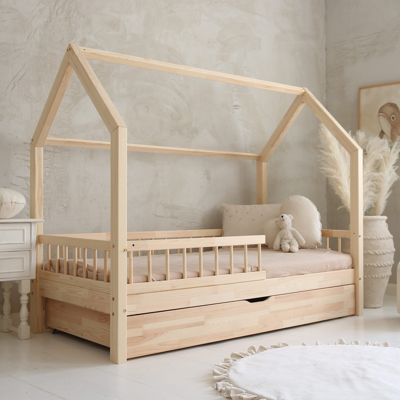 eng_pl_Bello-Plus-version-with-drawer-665_17 Bello Plus παιδικό κρεβάτι Montessori με συρτάρι ή δεύτερο κρεβάτι και αφαιρούμενα κάγκελα - Image 1