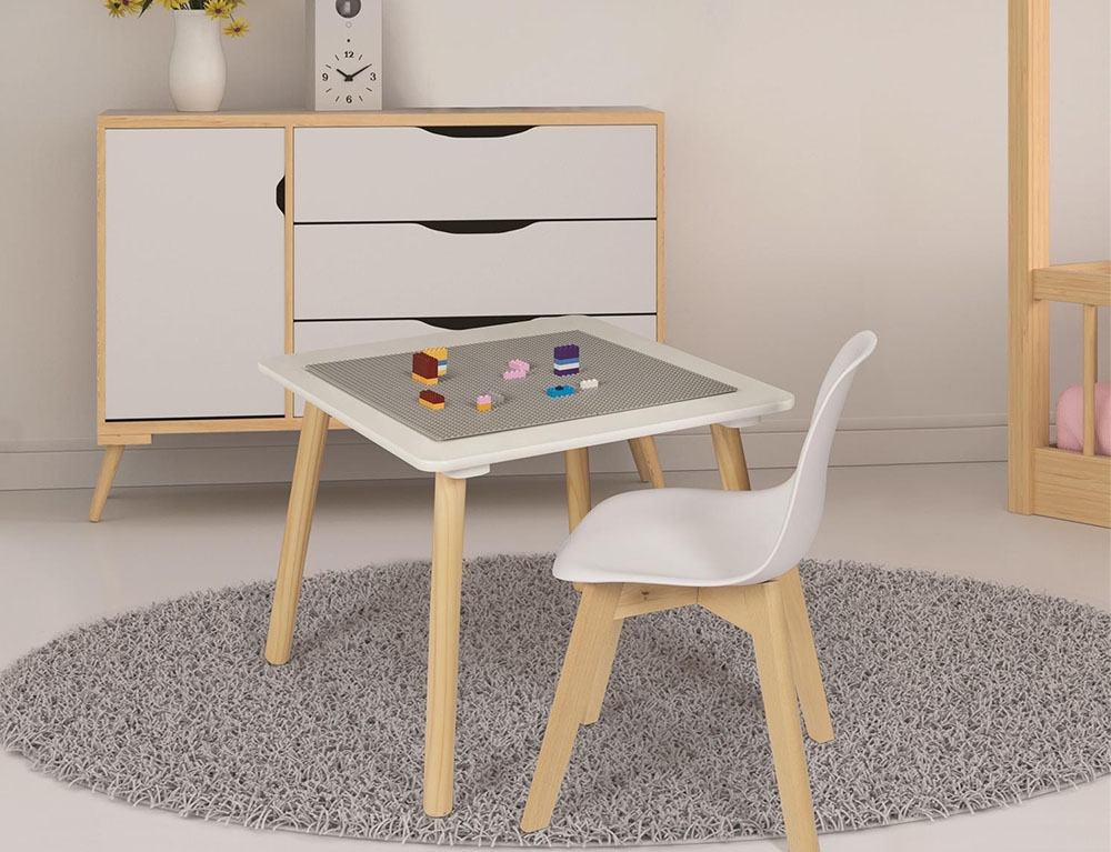 image_returner Παιδικό Τραπέζι Δραστηριοτήτων με βάση για τουβλάκια και διαστάσεις 52x52x44cm - Image 1