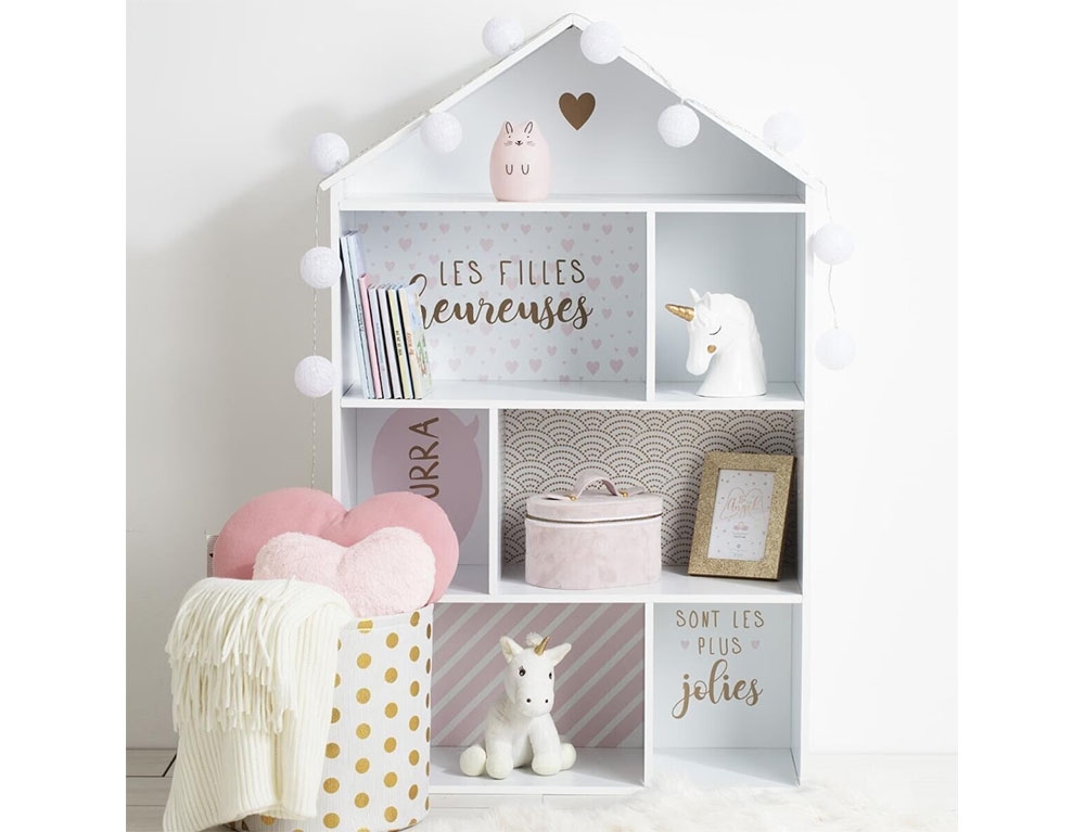 image_returner Παιδική Βιβλιοθήκη με 4 ράφια 73x30x115cm - Λευκό/Ροζ - Image 1