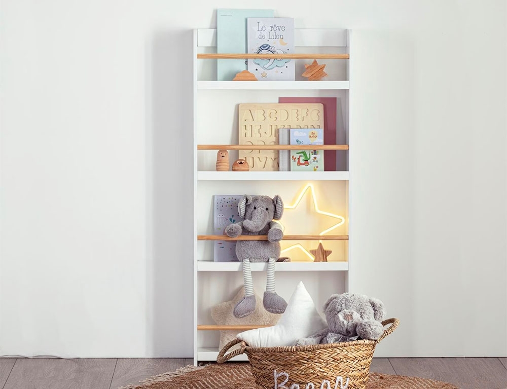 image_returner Παιδική Βιβλιοθήκη με 4 ράφια 55x15x118cm - Ξύλου/Λευκό - Image 1