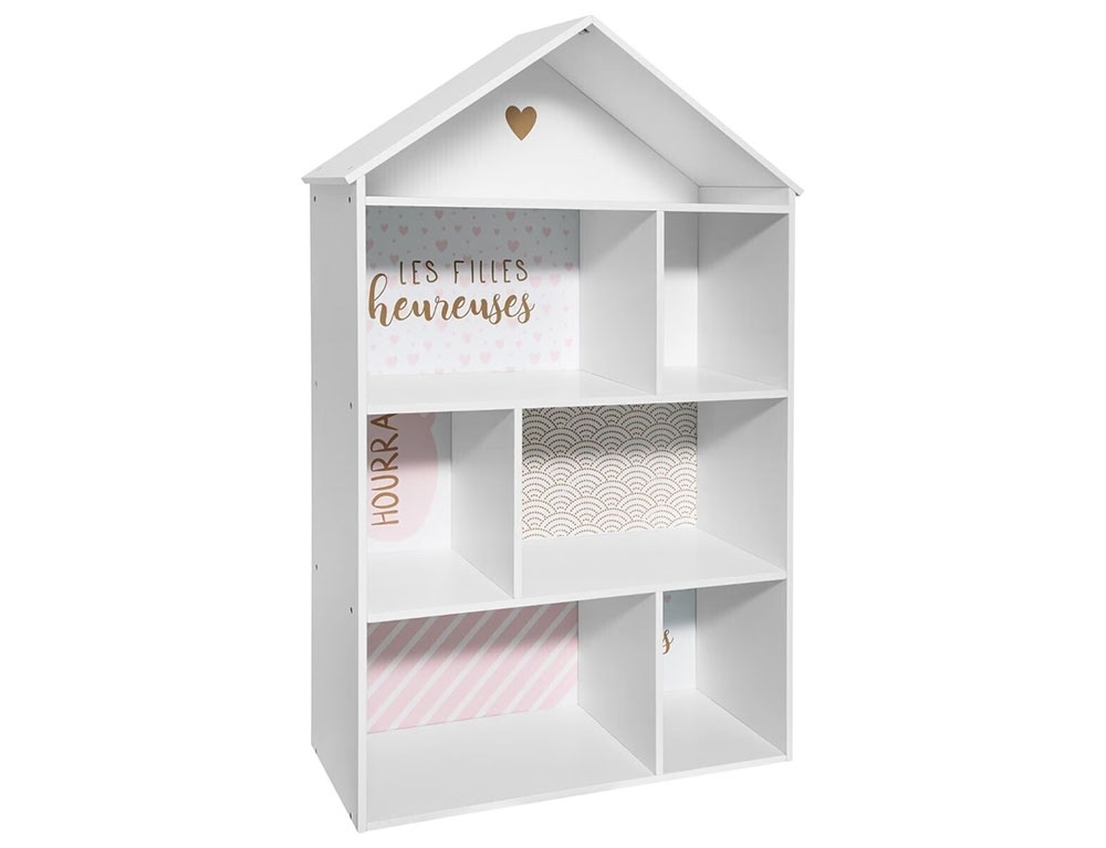 image_returner_extra Παιδική Βιβλιοθήκη με 4 ράφια 73x30x115cm - Λευκό/Ροζ - Image 2