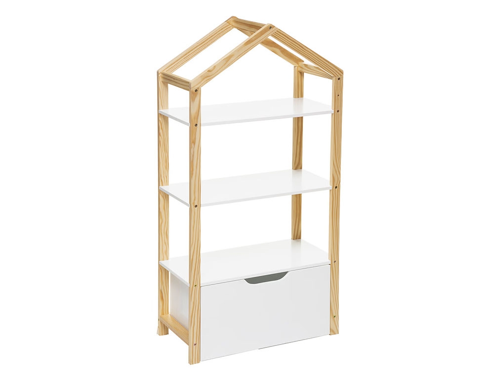 image_returner_extra Βιβλιοθήκη Maison με 3 ράφια, συρτάρι 60x30x120.5cm - Ξύλου/Λευκό - Image 2