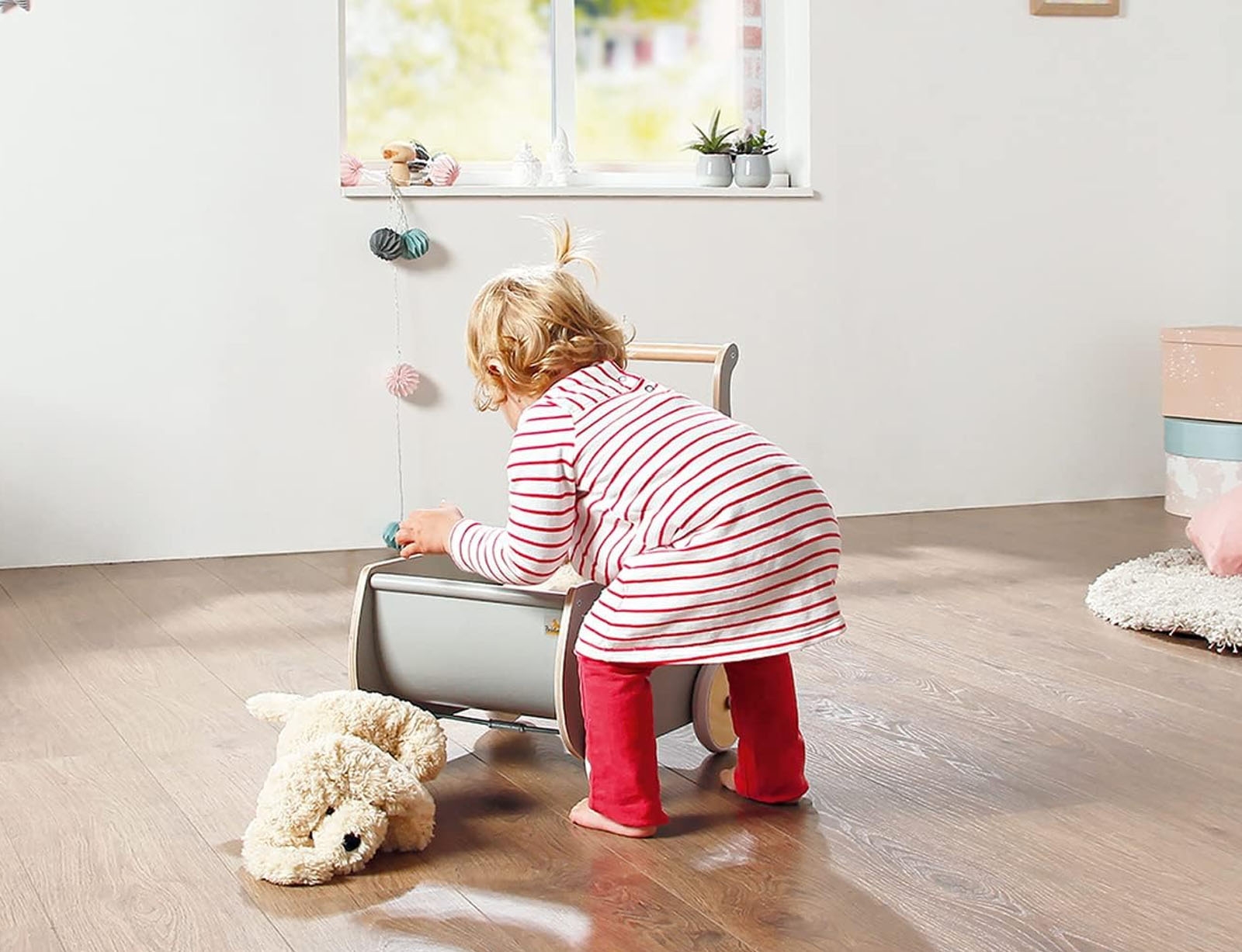 image_returner_extra Ξύλινο Καρότσι για κούκλες Mette 46x34x50cm - Ηλικίες 1+ έτους - Γκρι - Image 2