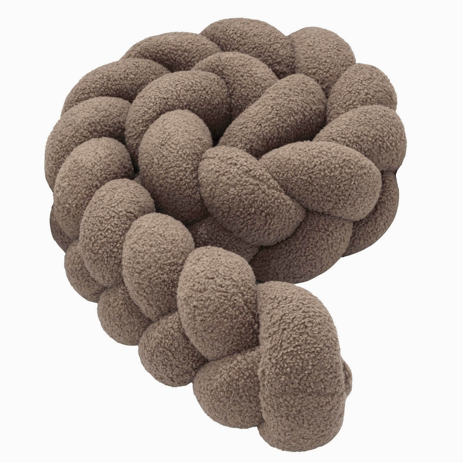 jukki_braided_cot_bumper_boucle_brown_02 Πάντα πλεξούδα τριπλή χειροποίητη Boucle 200x18εκ. Brown - Image 3