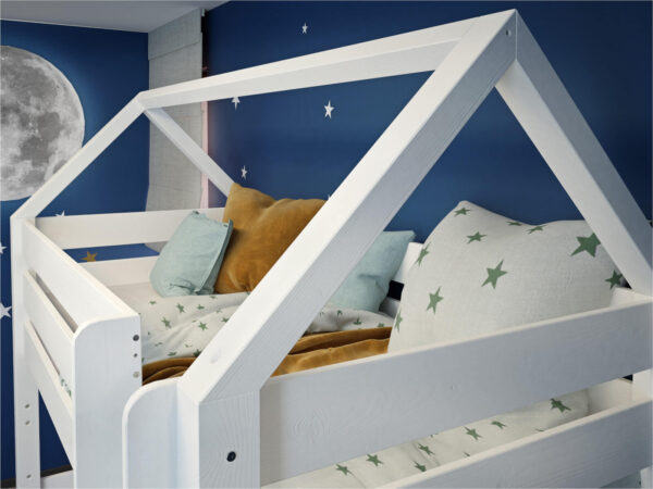 lozko-pietrowe-biale-z-daszkiem-600x450 EVEREST Κουκέτα ΜΑΣΙΦ για στρώματα 200×90 με Σκαλοπάτια Λευκή - Image 17