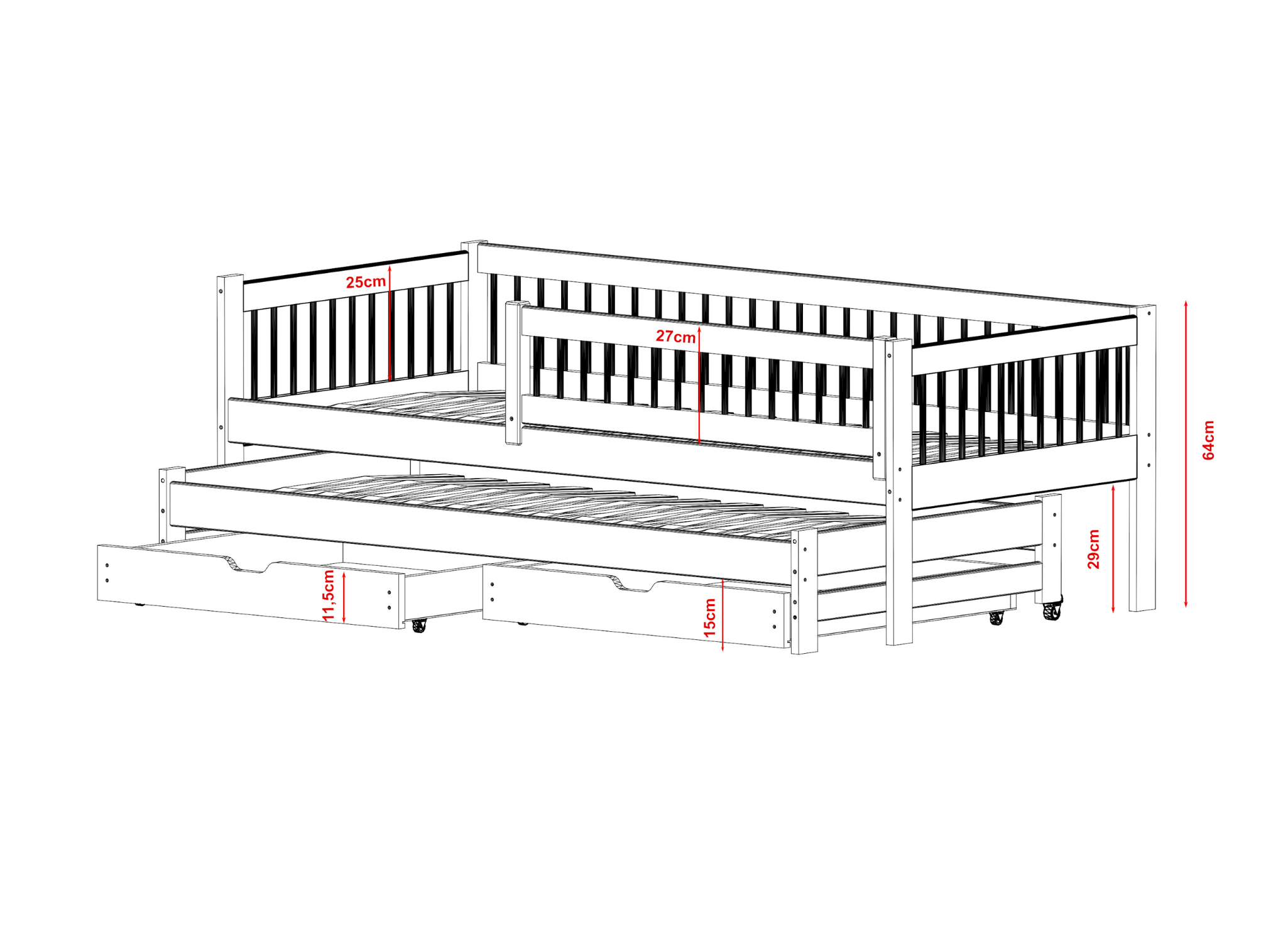 softi4 Softi 2 ατόμων κρεβάτι ΜΑΣΙΦ με συρόμενο - Image 6