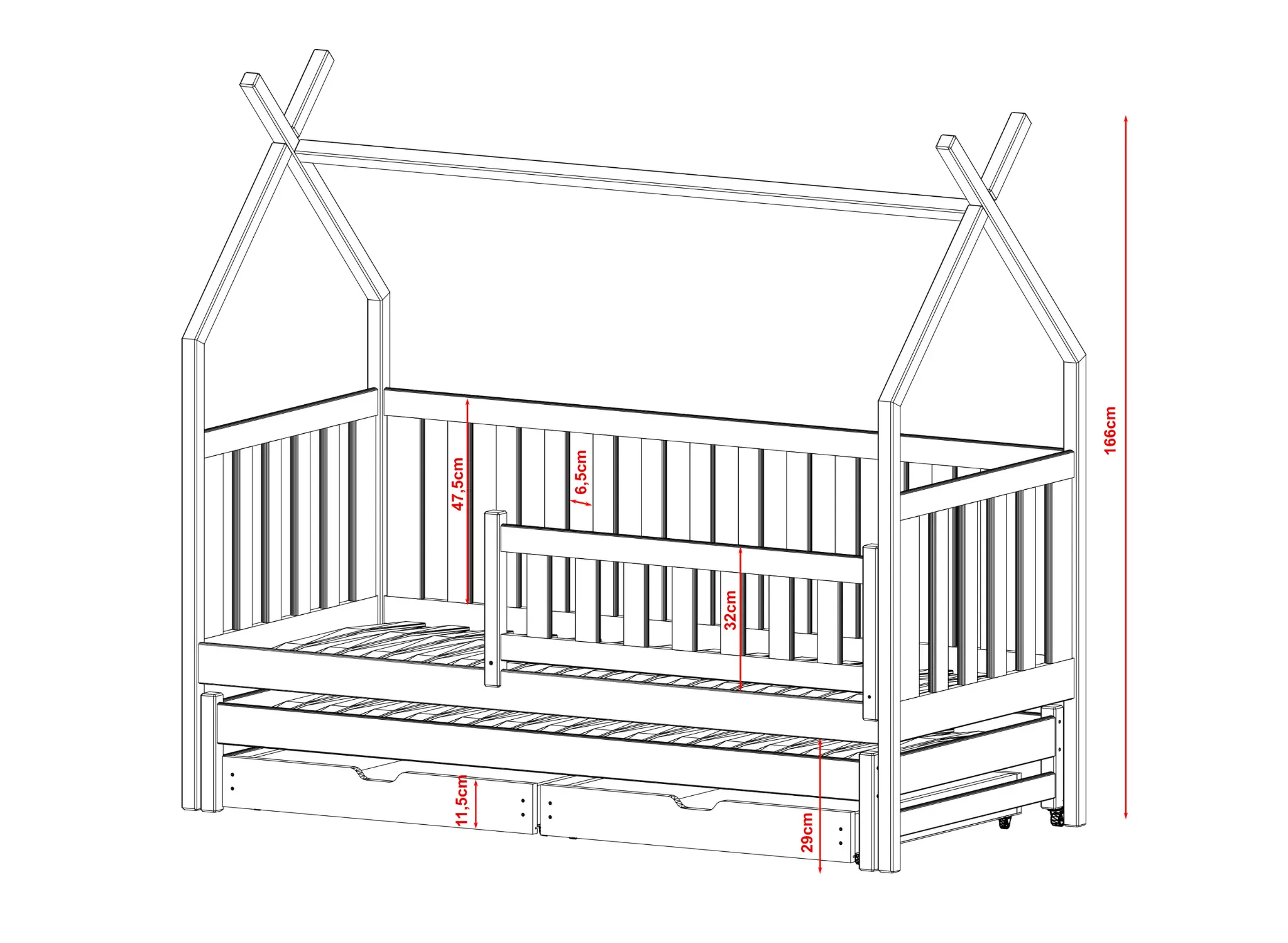 tytus3 Tytus 2 ατόμων κρεβάτι ΜΑΣΙΦ με συρόμενο - Image 6