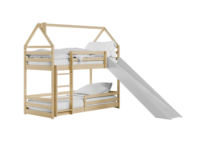 play-lozko-dzieciece-domek-ze-zjezdzalnia-sosna-lano-meble PLAY Κουκέτα ΜΑΣΙΦ για 2 Άτομα με τσουλήθρα - Image 4