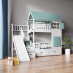 IVI Κουκέτα με ενιαία σκεπή, σκαλοπάτια και τσουλήθρα ΜΑΣΙΦ ξύλο - Image 3