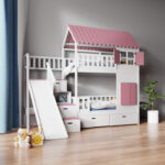 IVI Κουκέτα με ενιαία σκεπή, σκαλοπάτια και τσουλήθρα ΜΑΣΙΦ ξύλο - Image 4