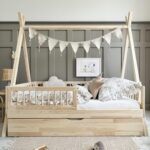 Tipi PLUS with rung rail παιδικό κρεβάτι φυσικό ξύλο μασίφ με συρτάρι / δεύτερο κρεβάτι - Image 6