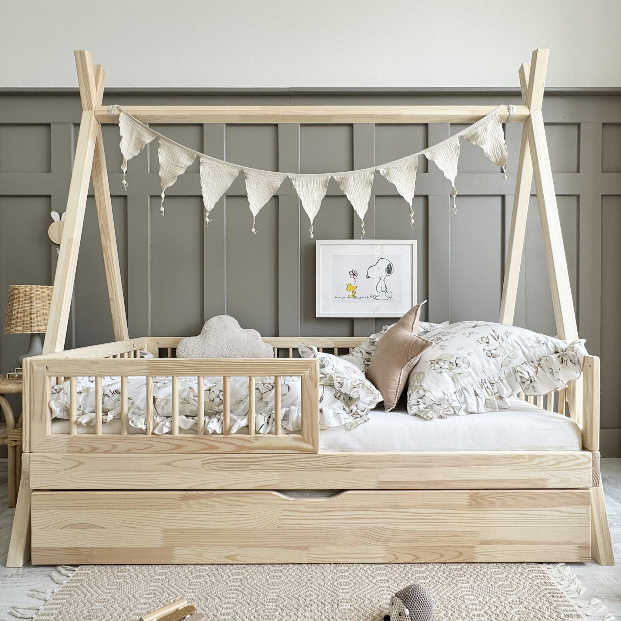 4329 Tipi PLUS with rung rail παιδικό κρεβάτι φυσικό ξύλο μασίφ με συρτάρι / δεύτερο κρεβάτι - Image 6