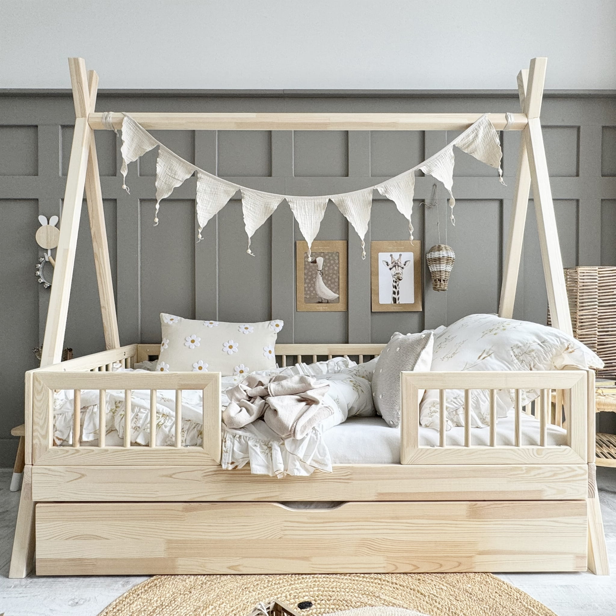 4330 Tipi DUO PLUS with rung rail παιδικό κρεβάτι φυσικό ξύλο μασίφ με συρτάρι / δεύτερο κρεβάτι - Image 5