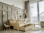 Tipi DUO PLUS with fence rail παιδικό κρεβάτι φυσικό ξύλο μασίφ με συρτάρι / δεύτερο κρεβάτι - Image 2