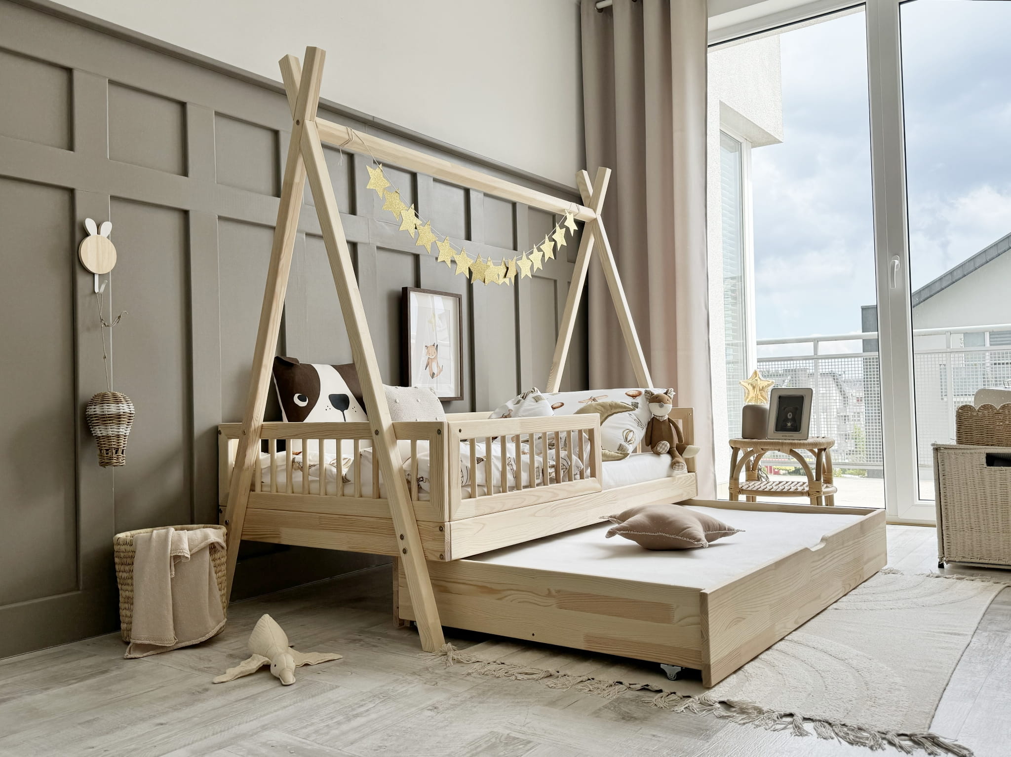 4349 Tipi PLUS with rung rail παιδικό κρεβάτι φυσικό ξύλο μασίφ με συρτάρι / δεύτερο κρεβάτι - Image 3