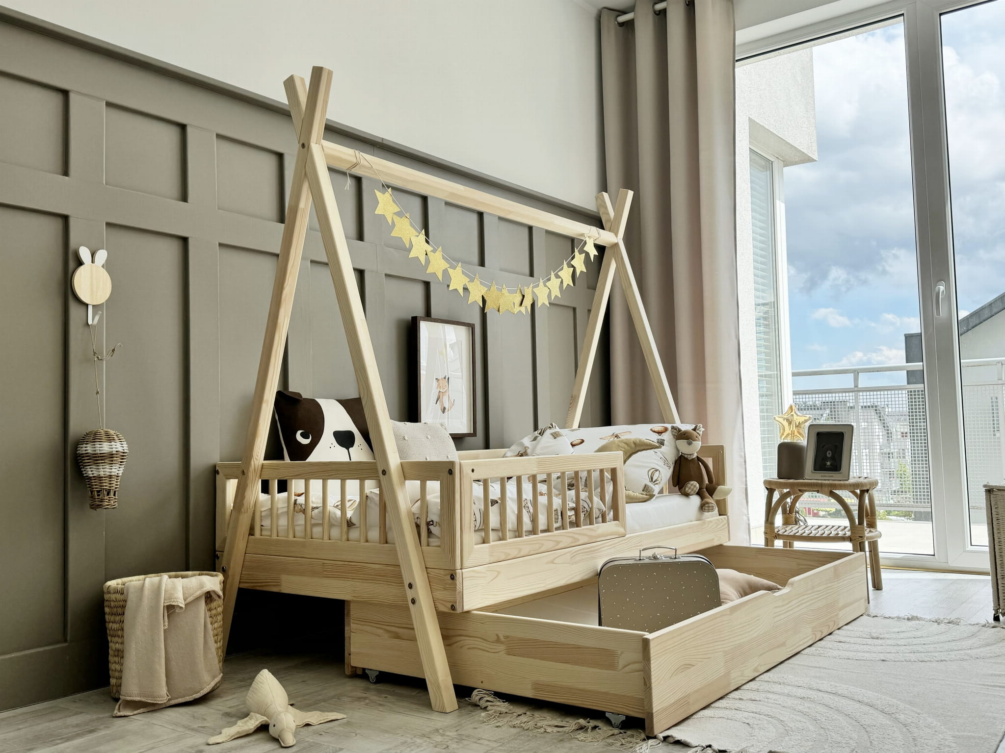 4350 Tipi PLUS with rung rail παιδικό κρεβάτι φυσικό ξύλο μασίφ με συρτάρι / δεύτερο κρεβάτι - Image 2