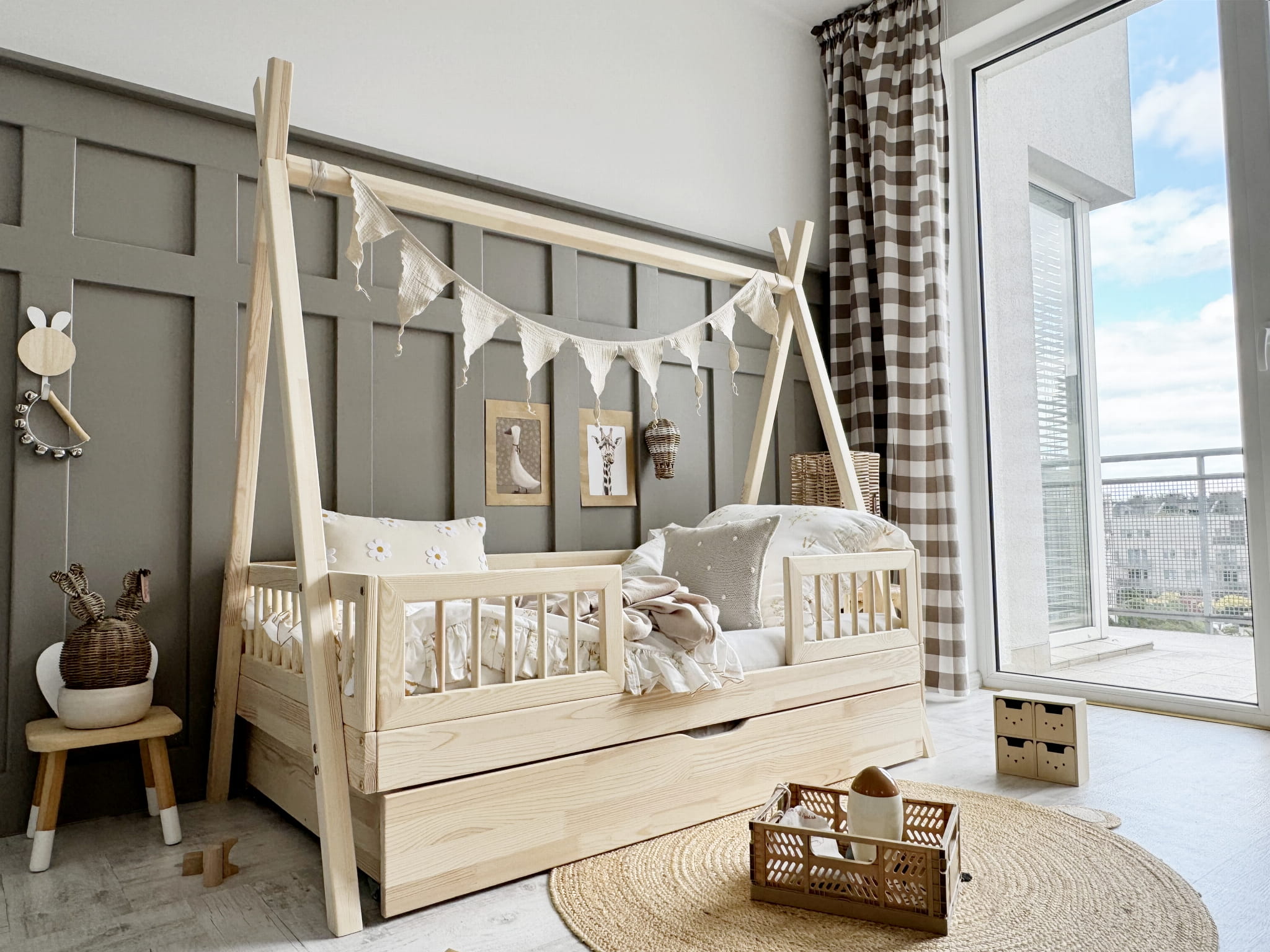 4353 Tipi DUO PLUS with rung rail παιδικό κρεβάτι φυσικό ξύλο μασίφ με συρτάρι / δεύτερο κρεβάτι - Image 4