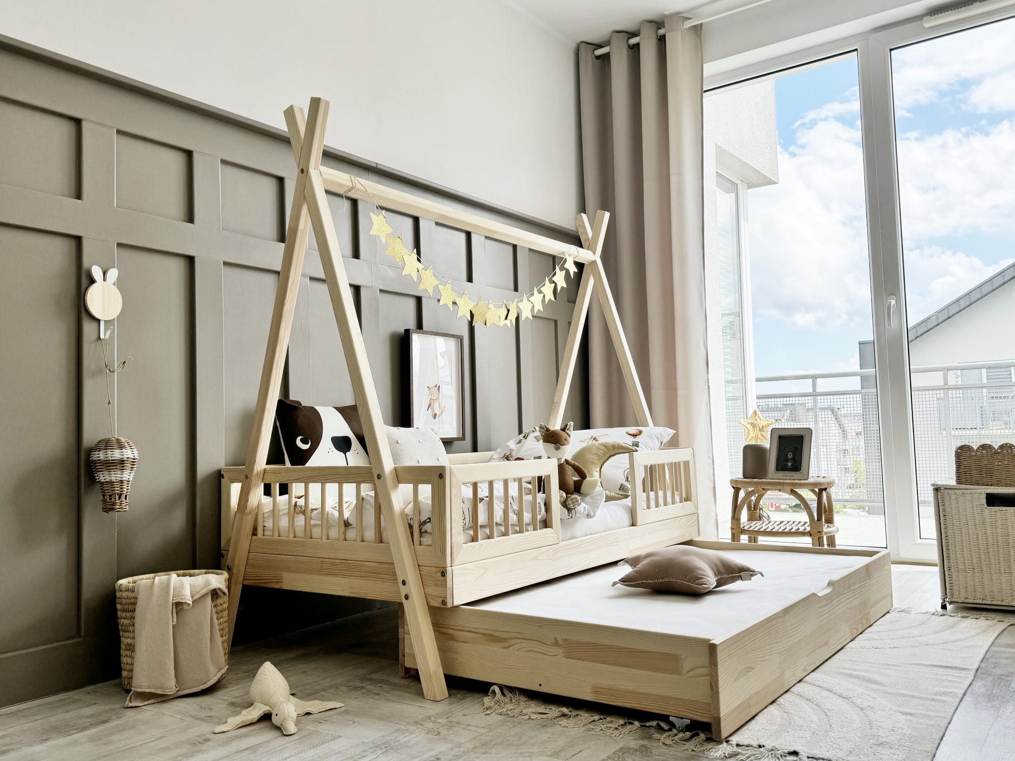 4354 Tipi DUO PLUS with rung rail παιδικό κρεβάτι φυσικό ξύλο μασίφ με συρτάρι / δεύτερο κρεβάτι - Image 3