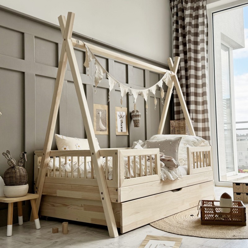 800_800_productGfx_4351 Tipi DUO PLUS with rung rail παιδικό κρεβάτι φυσικό ξύλο μασίφ με συρτάρι / δεύτερο κρεβάτι - Image 1
