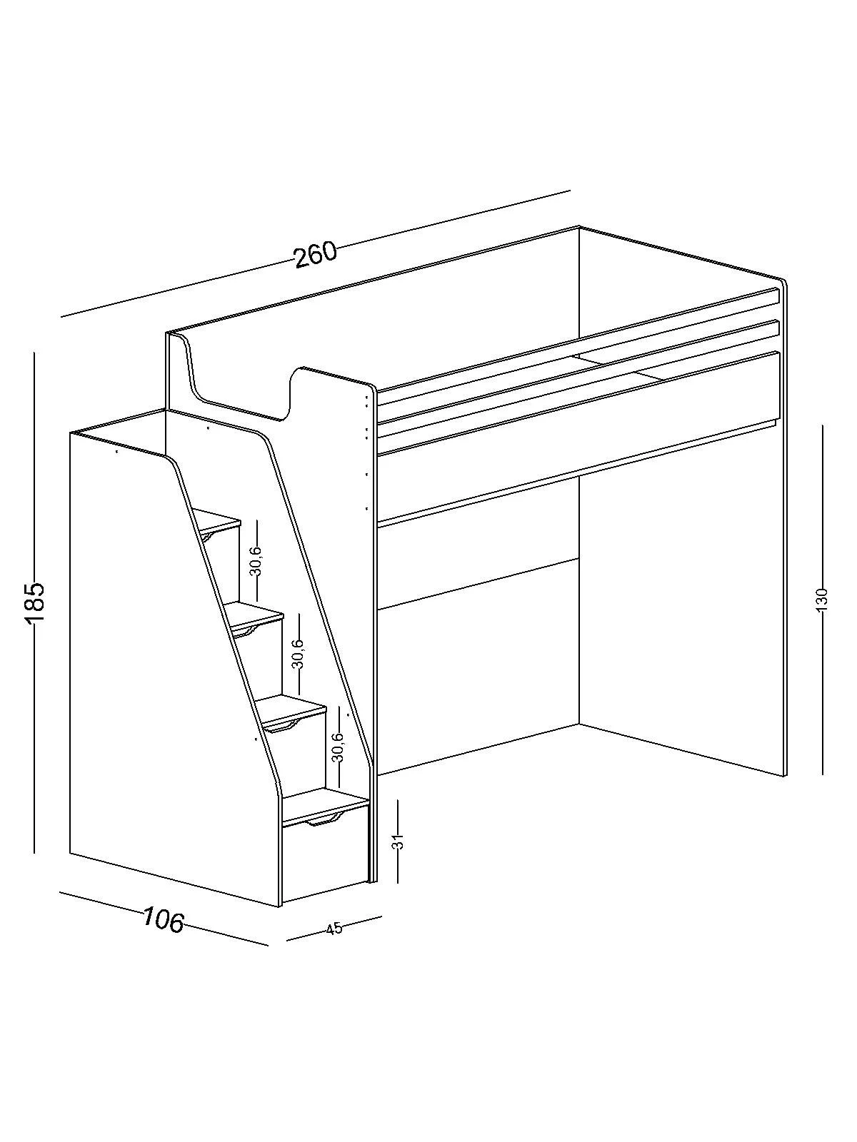 joker-akilli-ranza JOKER Πολυμορφική Παιδική Κουκέτα Λευκή / Γκρι για στρώματα 200×100 - Image 10