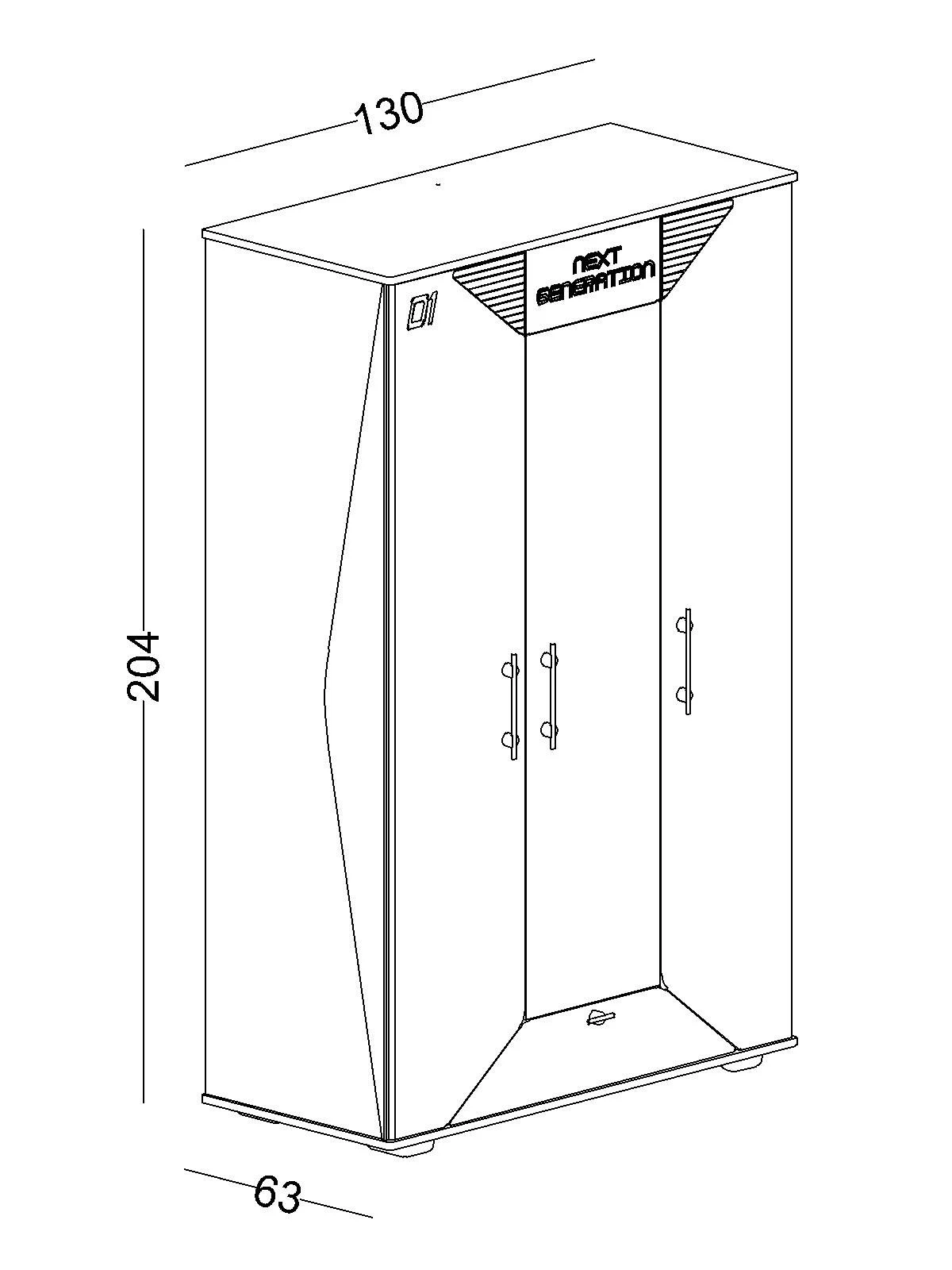3 Τρίφυλλη ντουλάπα Next Game Lite - Image 4