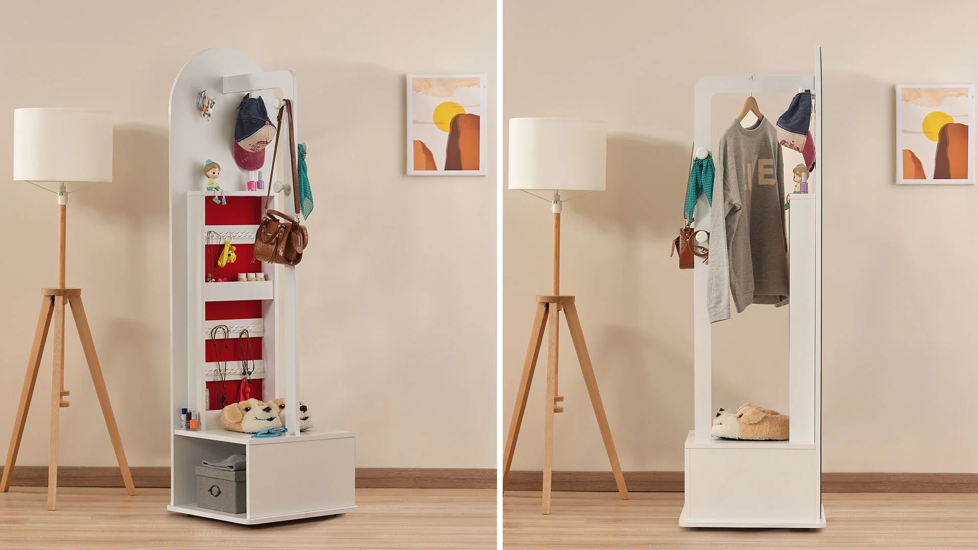 3 Καθρέφτης λευκός με ρόδες Mira - Image 2