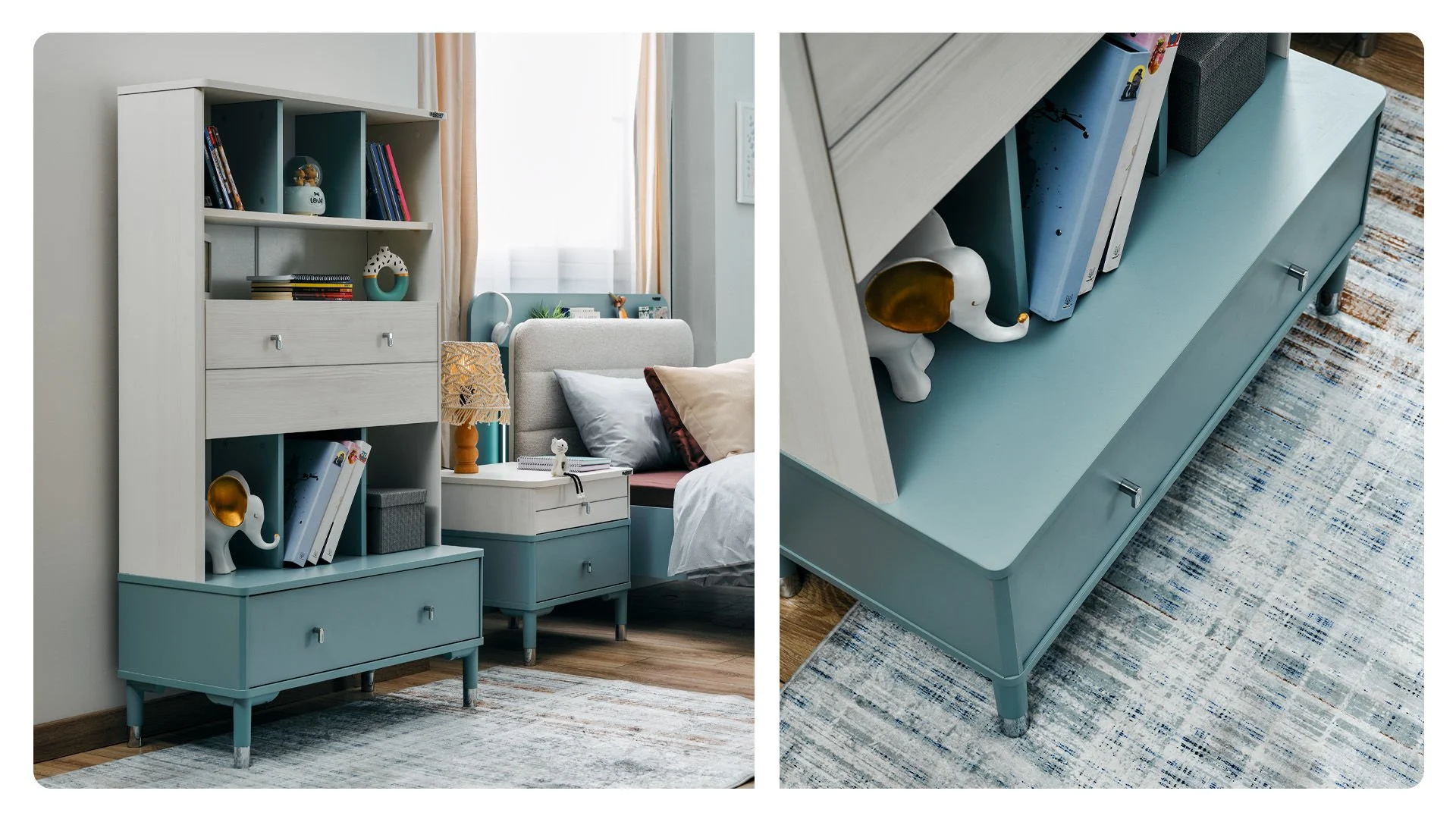 bookcase marine blue drawer Βιβλιοθήκη Marine Blue - Image 3