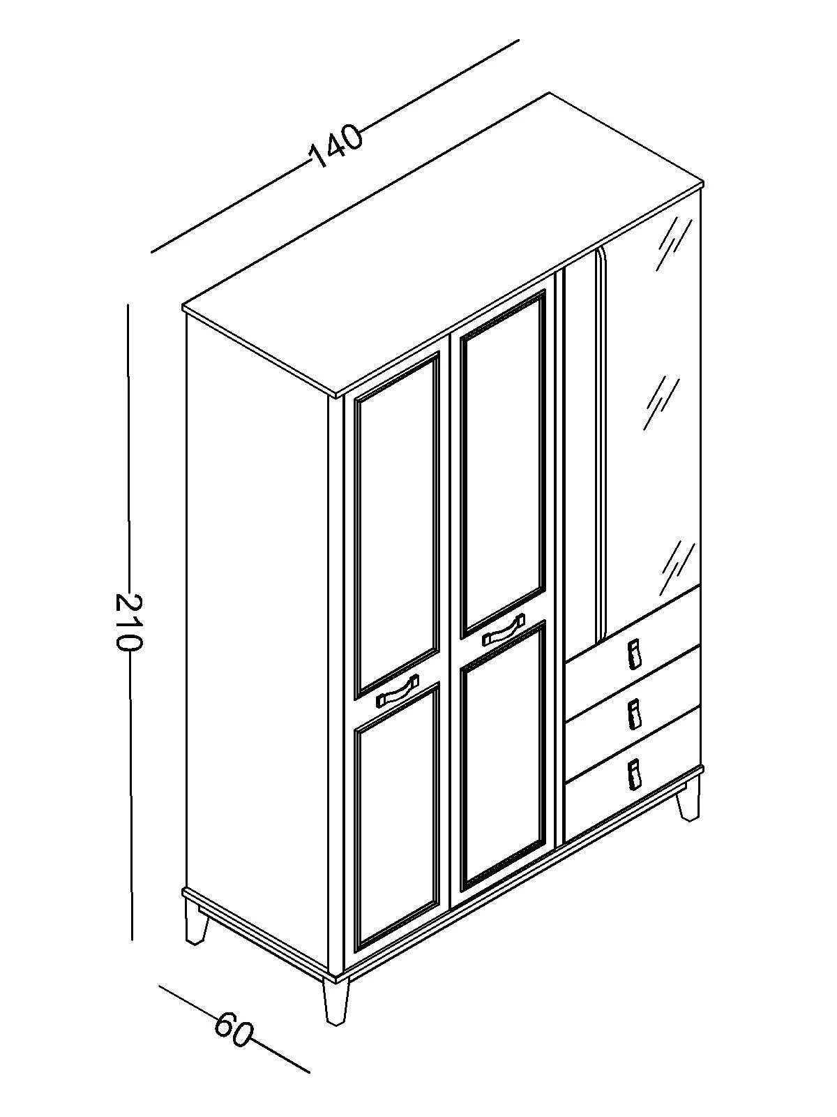 poli-3 Τρίφυλλη ντουλάπα Poli - Image 3
