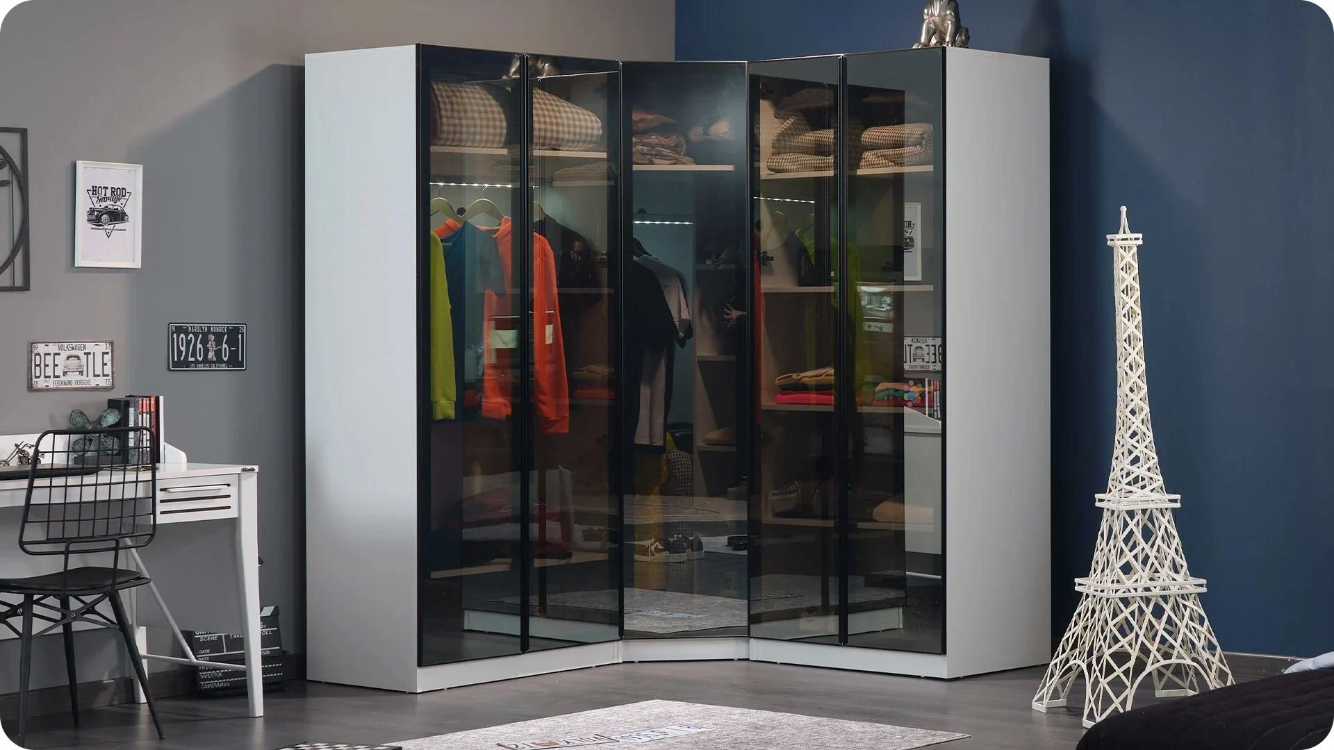 twin-2 Δίφυλλη ντουλάπα με γυάλινη πόρτα Twin - Image 2