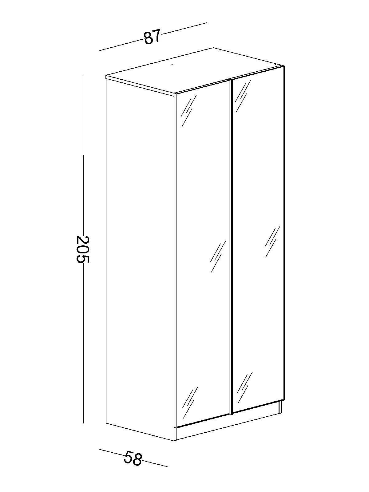 twin-3 Δίφυλλη ντουλάπα με γυάλινη πόρτα Twin - Image 3