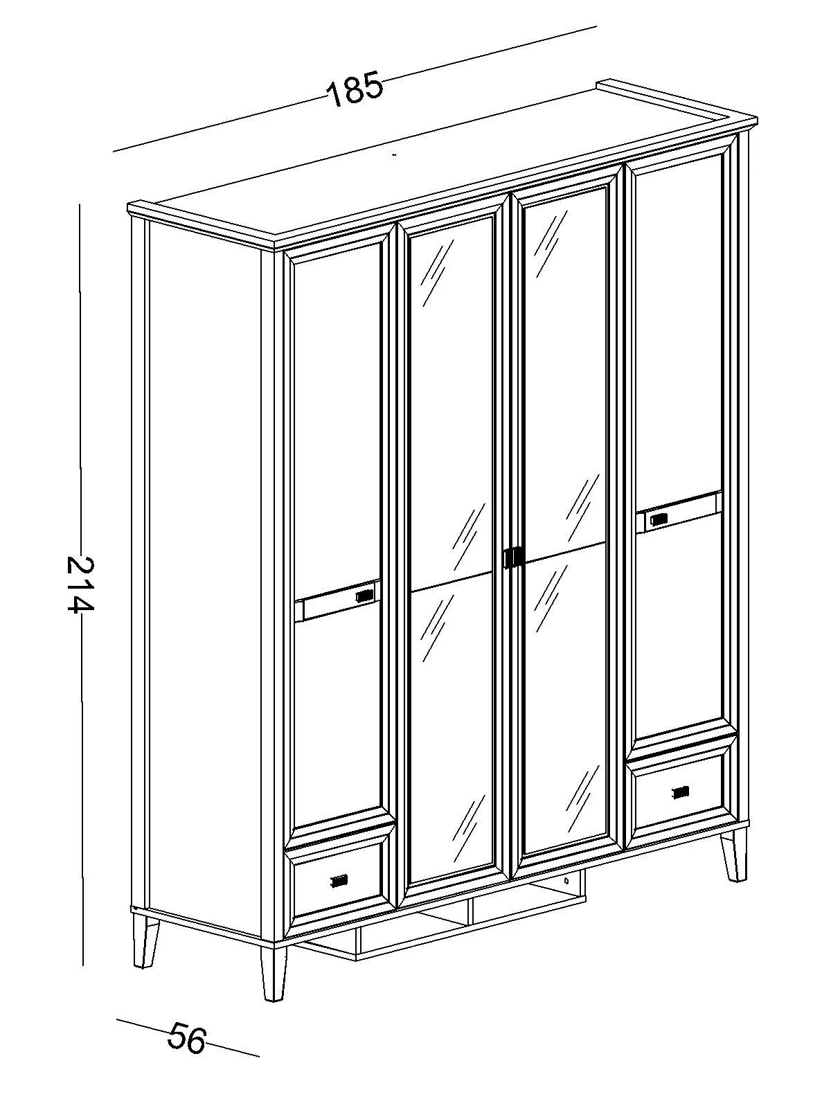 ηη Τετράφυλλη ντουλάπα με καθρέφτη Orion - Image 6