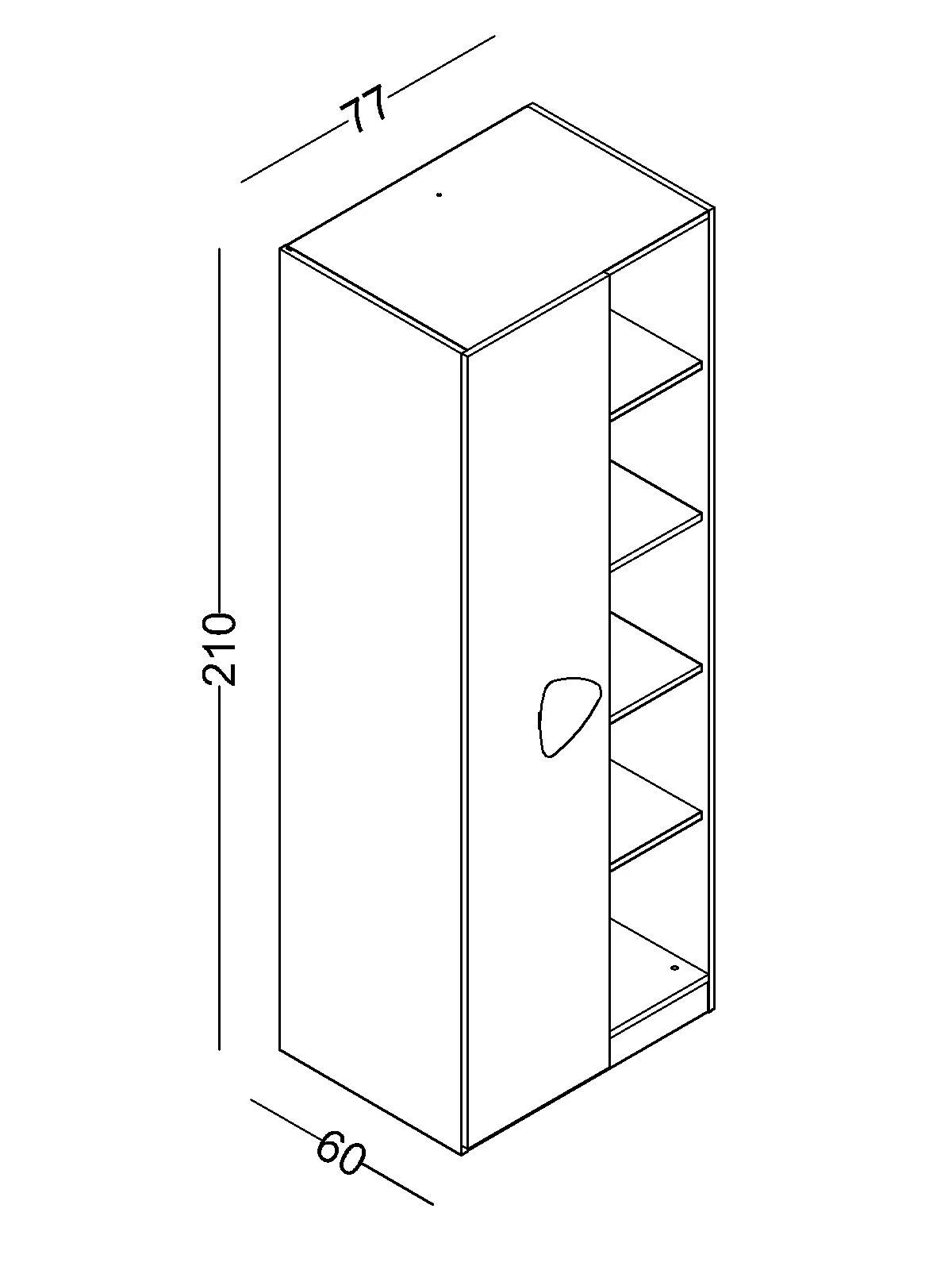 2nora Μονόφυλλη Ντουλάπα με ράφι Nora - Image 3