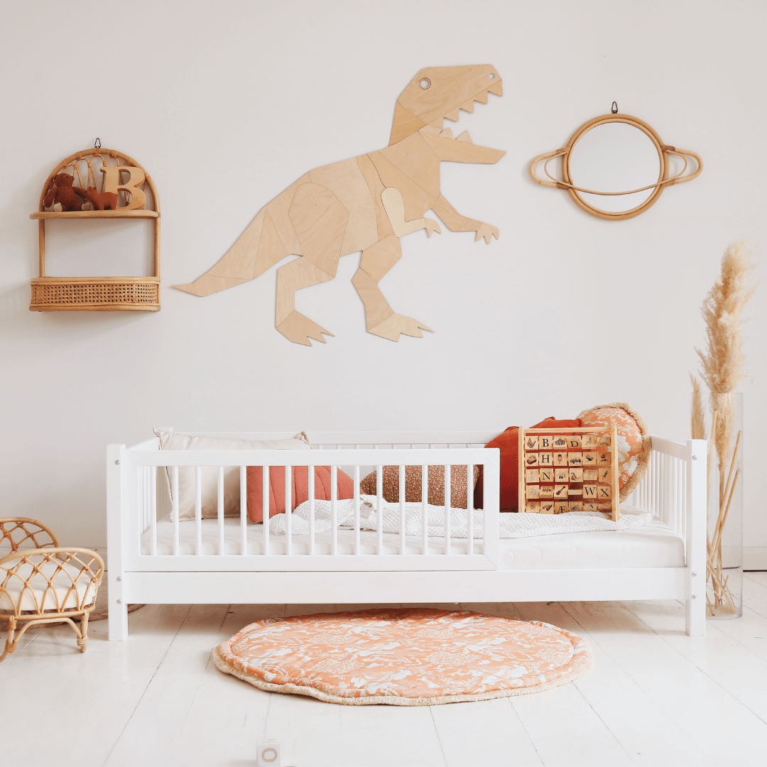 Basic-Alto-with-railing-2-3-length-190x90-white-fast-shipping Basic Alto Natural Λευκό 2/3 Κάγκελο παιδικό κρεβάτι Montessori (γρήγορη παράδοση) - Image 1