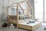 Housebed Fence Duo Plus Natural με δεύτερο συρόμενο κρεβάτι Montessori  (γρήγορη παράδοση) - Image 2