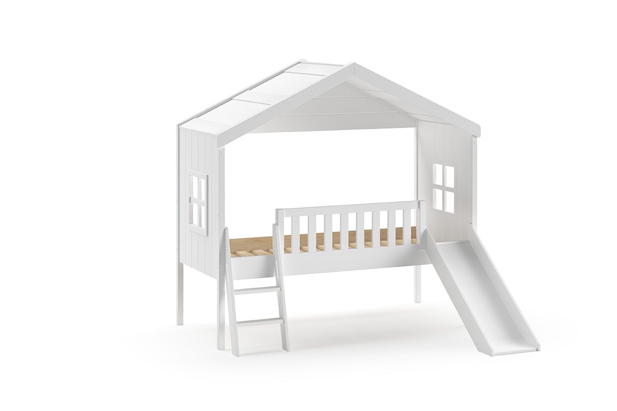 housebed Housebed Υπερυψωμένο Κρεβάτι με σκάλα και τσουλήθρα 90X200 εκ. - Image 1