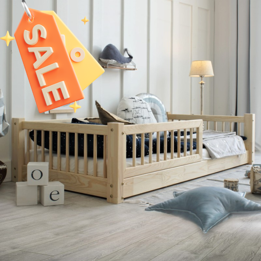 Basic rung rail Montessori παιδικό κρεβάτι μασίφ ξύλο 200×90εκ. (πόδι 1 εκ.) – (Εκθεσιακό)Bazaar