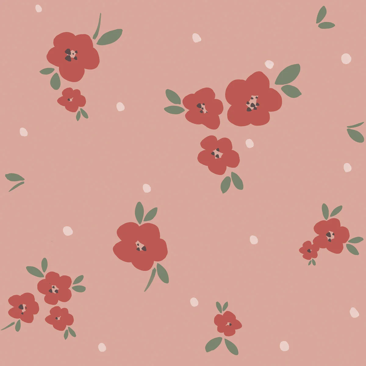 Flowers-Draw-Pink-Red Ταπετσαρία Floral Draw Pink Red - Image 1