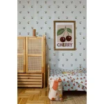 Ταπετσαρία Little Cherries on Blue Stripes - Image 2