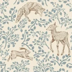Ταπετσαρία Forest animals and fairytale beige
