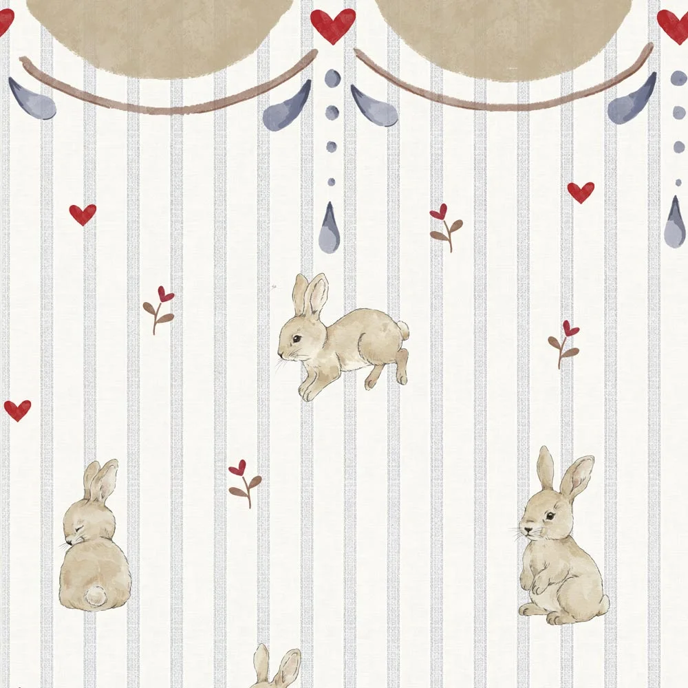 rabbits Ταπετσαρία Rabbits hearts with ornament - Image 1