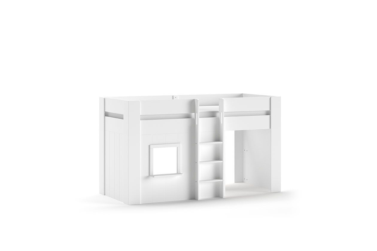 reno Reno Λευκό Υπερυψωμένο Κρεβάτι με σκάλα 90X200 εκ. - Image 1