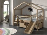 Housebed Forrest με τσουλήθρα από Φυσικό Ξύλο Δρυς 200×90 (Αποσπώμενη σκεπή) - Image 2