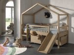Housebed Forrest με τσουλήθρα από Φυσικό Ξύλο Δρυς 200×90 (Αποσπώμενη σκεπή) - Image 3