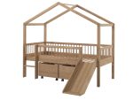 Housebed Forrest με τσουλήθρα από Φυσικό Ξύλο Δρυς 200×90 (Αποσπώμενη σκεπή)