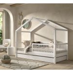 Λευκό Κρεββάτι Cabin Bed Forrest από Φυσικό Ξύλο Οξιά 200×90 (Χωρίς σκεπή) - Image 2