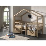 Housebed Forrest με σκάλα από Φυσικό Ξύλο Δρυς 200×90 (Αποσπώμενη σκεπή) - Image 4