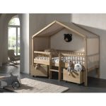 Housebed Forrest με σκάλα από Φυσικό Ξύλο Δρυς 200×90 (Αποσπώμενη σκεπή) - Image 6