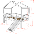 Housebed Forrest με τσουλήθρα από Φυσικό Ξύλο Δρυς 200×90 (Αποσπώμενη σκεπή) - Image 9
