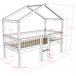 Housebed Forrest με σκάλα από Φυσικό Ξύλο Δρυς 200×90 (Αποσπώμενη σκεπή) - Image 10